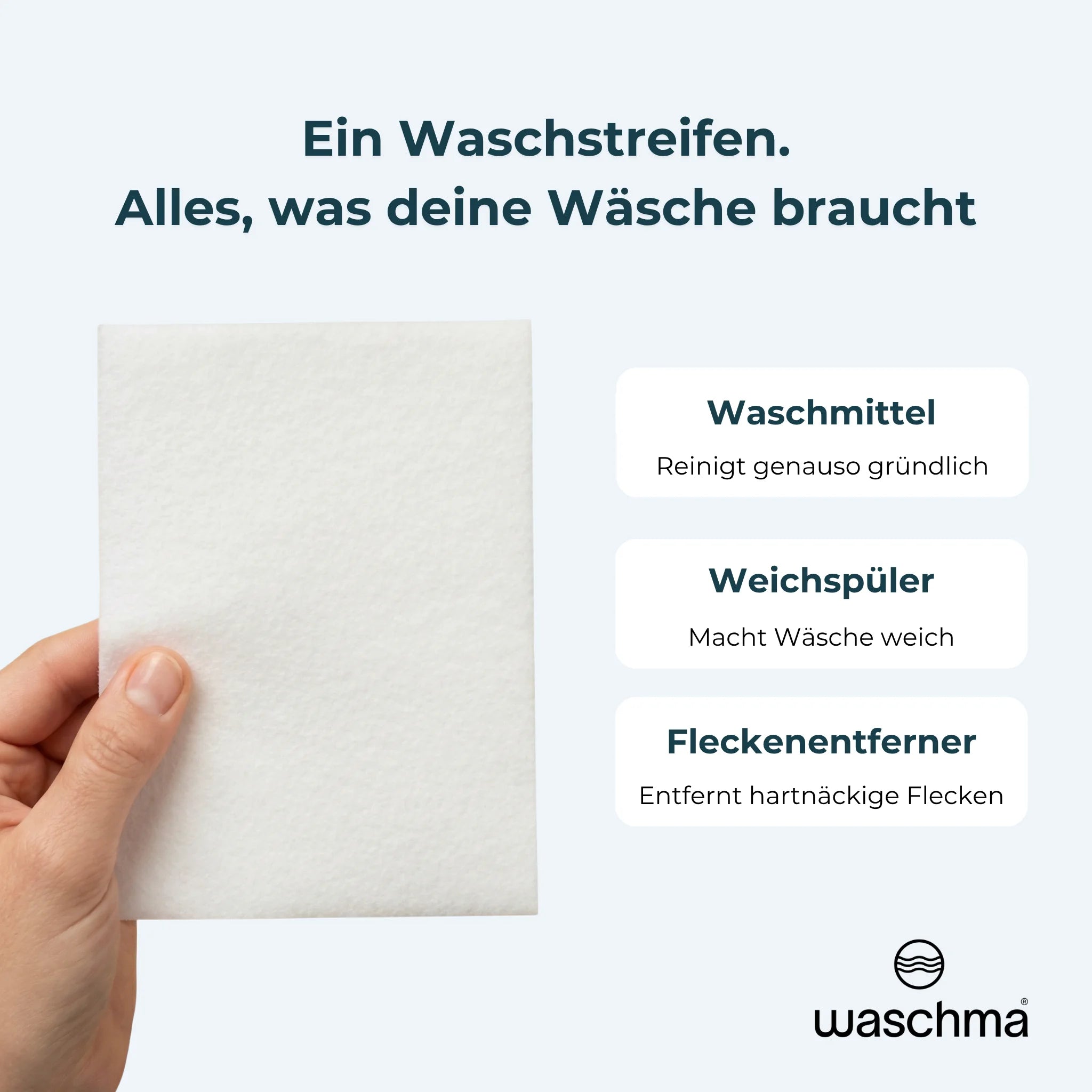 Ein Waschstreifen ersetzt Waschmittel, Weichspüler und Fleckenentferner